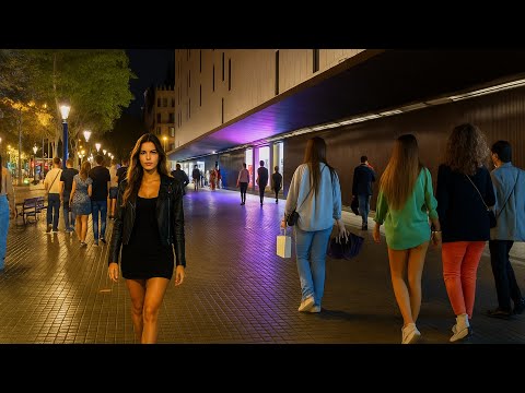 Night Walking Barcelona - Plaça Catalunya after Rain (4K)
