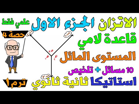 الاتزان جزء اول " قاعدة لامي + فكرة المستوى المائل " استاتيكا للصف الثاني الثانوي ترم اول علمي حصة 4