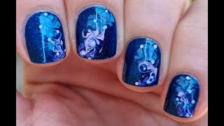 Galaxy Inspired Summer Night Sky NAIL ART | Sparkle Marble NAILS