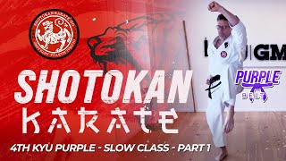 Shotokan Karate - 4th Kyu - Purple Belt - Slow Class (Part 1)