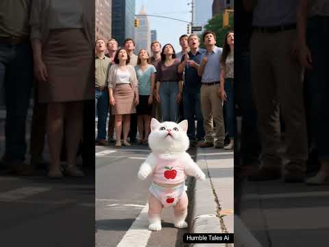 The girl flew in the sky with balloons but the cat showed courage #shorts