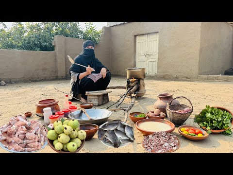 dewata vlog dewat menu dewat for ❤️ person 👌village life mutton biryani recipe chicken masala fish f