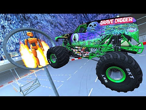 BeamNG.drive - Monster Truck stunts, jumps, crashes, crushing cars, fails #7
