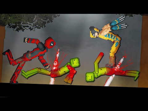 Deadpool and Wolverine vs Melon Playground on Spike Map in People Playground