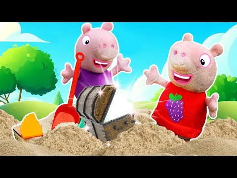 ¡Guau! Peppa y George encuentran un cofre con TESORO. Juguetes peluches