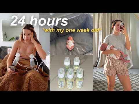 24 HOURS with my 1 week old newborn 🍼 *FIRST TIME MOM* adjusting to this new life!