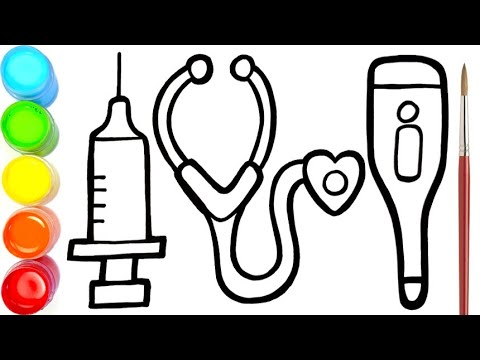 Menggambar Dan Mewarnai Peralatan Dokter Untuk Anak-anak | Halaman Mewarnai #6