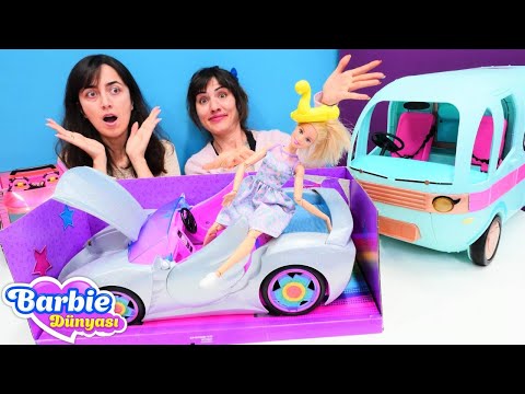 Barbie araba alıyor! Ümit, Sevcan ve Barbie'ye gösterişli arabayı satıyor! Kız videoları