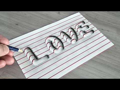 3d drawing love on paper for  valentine's day