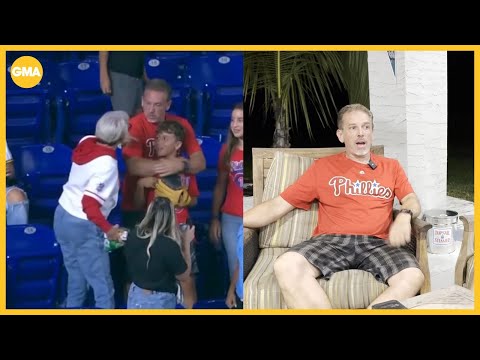 Dad who got ball for son says woman had 'inappropriate words'