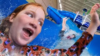 KiCKED OUT!!  Adley's TRAVEL MOViE part 2!  Missed Breakfast, Water Slides, Bugs, Rain, and Shoe Art