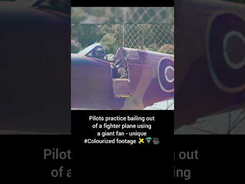 Pilots practice bailing out of fighter plane giant fan unique #Colourized footage 🛩️ 🪂 🎥