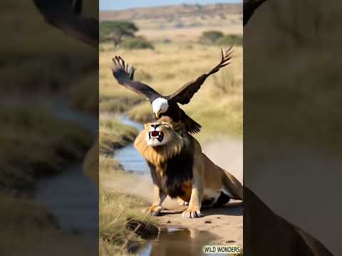 When Predators Clash- Eagle Hunts Lion in Stunning Scene #wildlifezerodistance #wildwonders