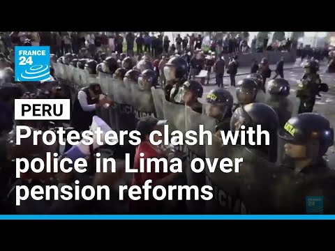 YouTube video thumbnail: Peru: Hundreds Clash With Police in Lima During Protests Over Corruption and Pension Reforms