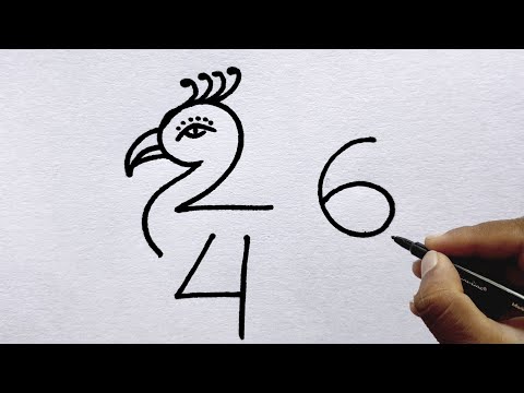 How To Draw A Peacock Using 246 Number l Number Drawing l Easy Drawing