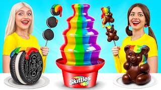 Tantangan Chocolate Fountain Fondue | Makan Makanan Mahal vs Murah oleh X-Challenge