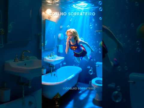 A PEQUENA Supergirl INUNDA a CASA com ÁGUA do BANHEIRO! #shorts  #spiderman  #supergirl