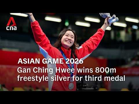 アジア大会、ガン・チン・フイが800メートル自由形で銀　今大会3個目のメダル
