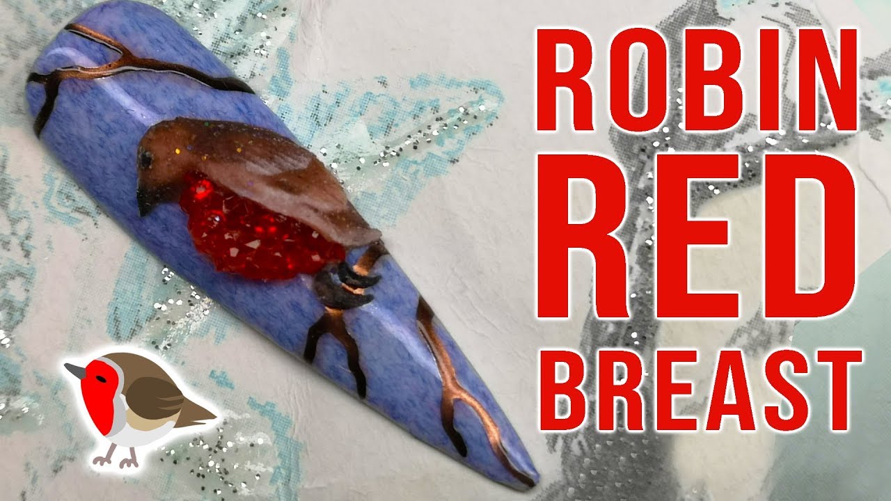 Robin Red Breast Winter Nail Art Design