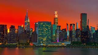 Rare blood red Sunset over New York City for America 250