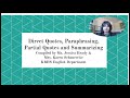 Direct Quotes, Paraphrasing, and Summarizing in MLA Format