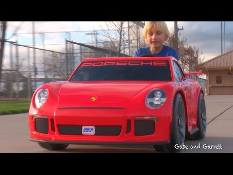 Power Wheels Porsche 911 GT3 - Unboxing, Assembly, and Riding! | Gabe and Garrett