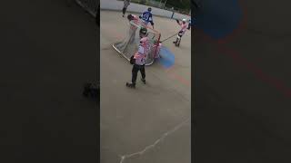 Unreal 😂 wait for the end! NO GOAL! #charlottenc #rollerhockey #roller #goaliesaves