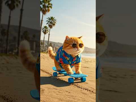 Cute Cat Falls Off Skateboard… Ends with a BBQ?! 🐱🔥🐟