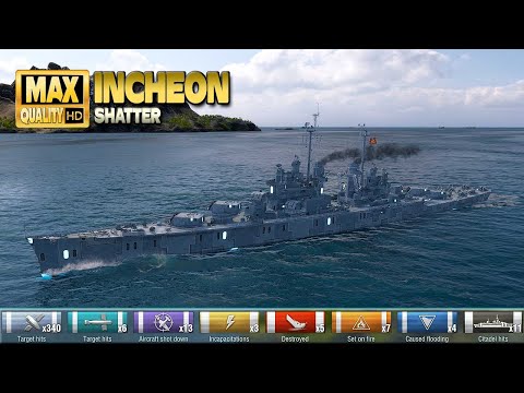 Cruiser Incheon on map Shatter   World of Warships