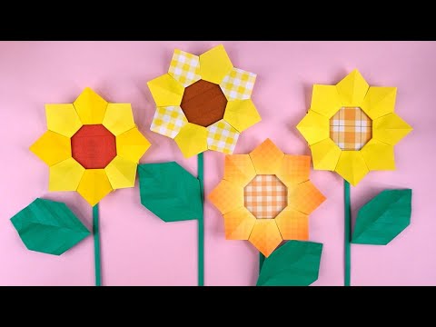 折り紙 ひまわりの簡単な折り方 Origami Sunflower tutorial（NiceNo1）