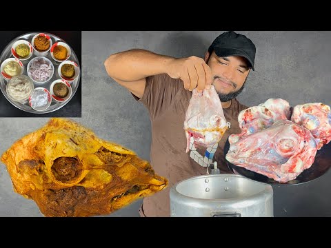 FULL GOAT HEAD CURRY WITH RICE, TODAY WE ARE COOKING FULL GOAT HEAD, FOOD EATING VIDEO