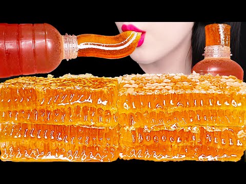 ASMR Honey Jelly, Raw Honeycomb 쫀득쫀득 찐득한 꿀젤리 먹방 Mukbang, Eating