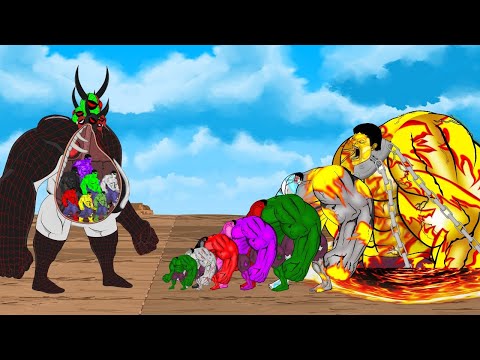 Giant SPIDERMAN Swallow HULK vs Evolution of TEAM HULK: Size Comparison | SUPER HEROES MOVIE CARTOON