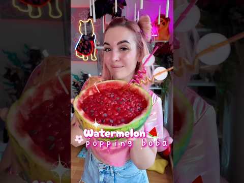 Popping boba de sandía🍉 #kawaii #receta #postres