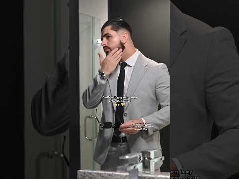 Outfit with gray suit + mens grooming routine #mensgrooming #suit #weddingdress #skincare #hair