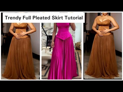 Trendy Full Pleated Long Skirt Cutting and Sewing