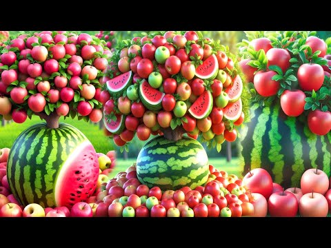 Easy and fast method for planting and growing hybrid fruit trees of watermelon and apple. #gardening