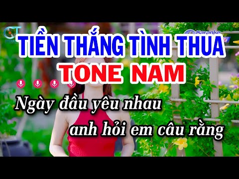 Karaoke Tiền Thắng Tình Thua Tone Nam ( Am ) Nhạc Sống Mới | Đồng Sen