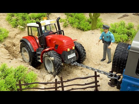 Tractor atascado en la arena! policía de rescate | BIBO TOYS ESP