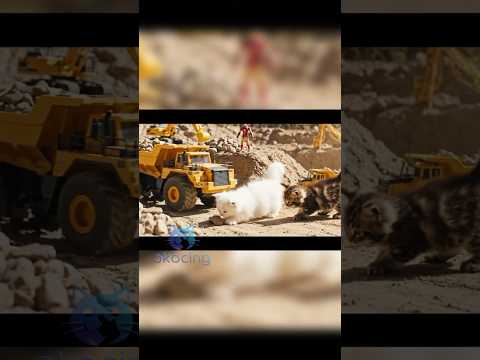 Kittens vs Excavator?! 🐾🚜 Persian & Maine Coon Join Iron Man in Mini World! #asmrkittens