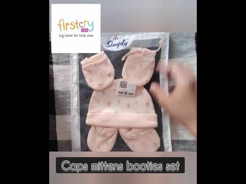 Cap mitten booties set from firstcry #cap #mitten #firstcry #baby #newborn #babyclothes #shorts