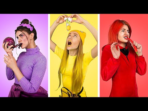 Farb-Challenge! 24 Stunden Lang Alles in Einer Farbe Essen und Einkaufen