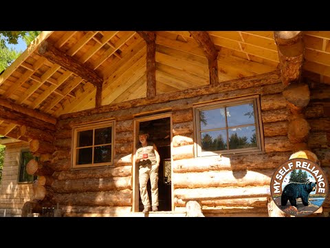 A Cabin in the Woods,  Roof, Windows | Building an Off Grid Log Cabin Alone in the Wilderness, Ep22