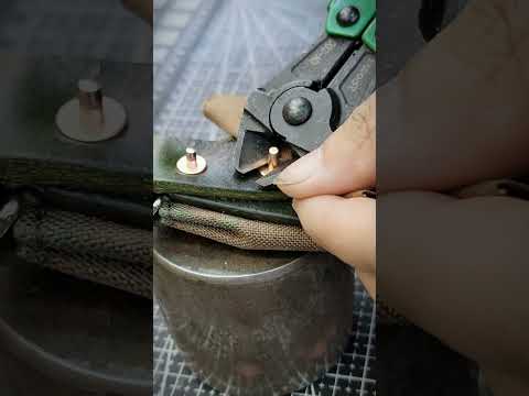 How to use copper rivets #leather #bag #leatherbackpack #shorts#copper #rivet