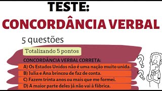 Quiz de português  - CONCORDÂNCIA VERBAL | Desenhando a Solução