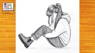 How to draw a sad girl - step by step || Pencil sketch Tutorial || Art video