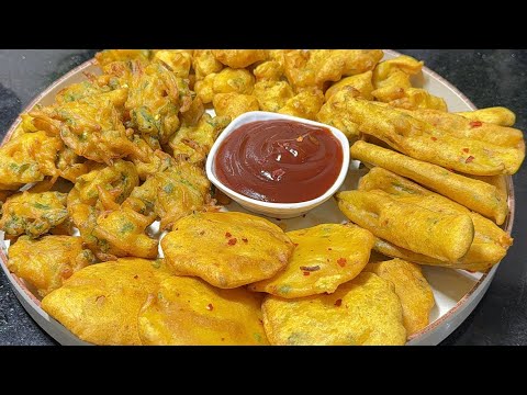 1 pakoda batter 4 types pakoda l बारिश के लिए स्पेशल पकोड़ा 😊❤️