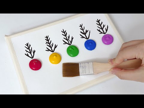 How To Wild Flowers Acrylic Painting｜Easy Painting For Beginners (1418)｜Oddly Satisfying