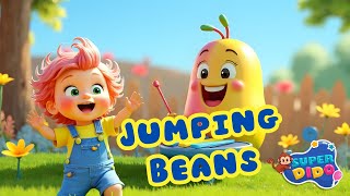 🍡 Five Little Beans Jumping on the Trampoline | Superdido Nursery Rhymes & Kids Songs