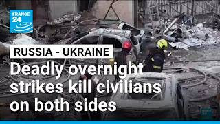 YouTube video thumbnail: Russia and Ukraine Exchange Deadly Overnight Strikes
